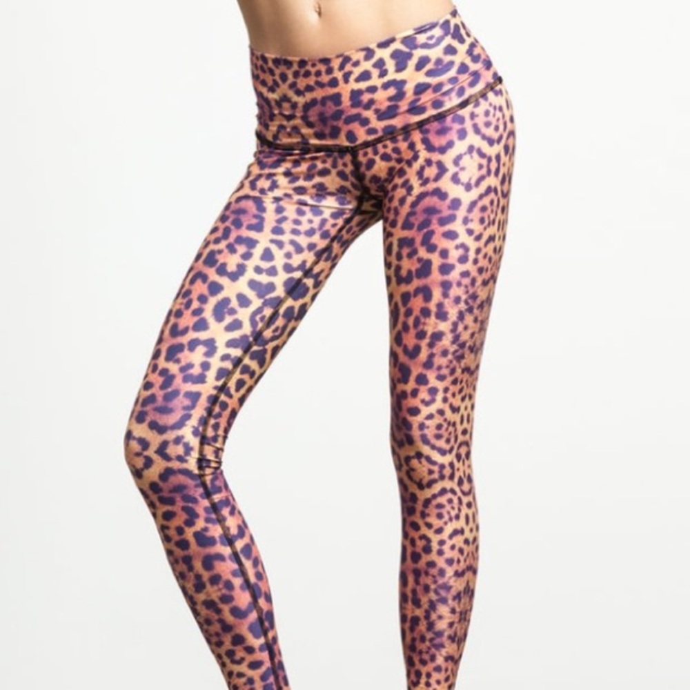 Teeki Pink + Purple Leopard long leggings